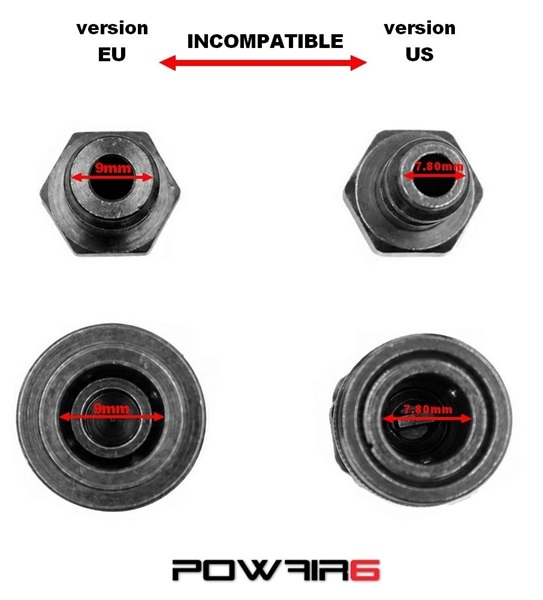 Comparaison connectique EU vs US en airsoft HPA